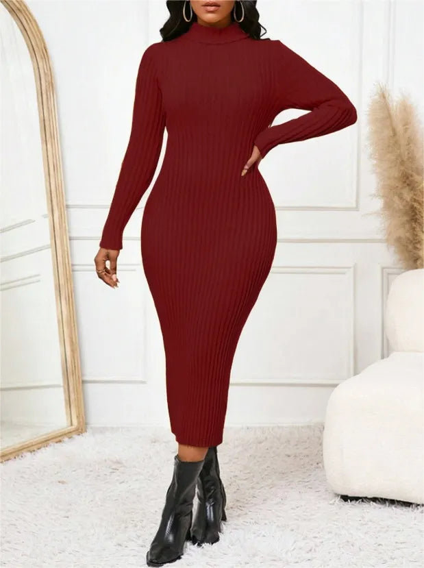 Vestido midi punto ribeteado