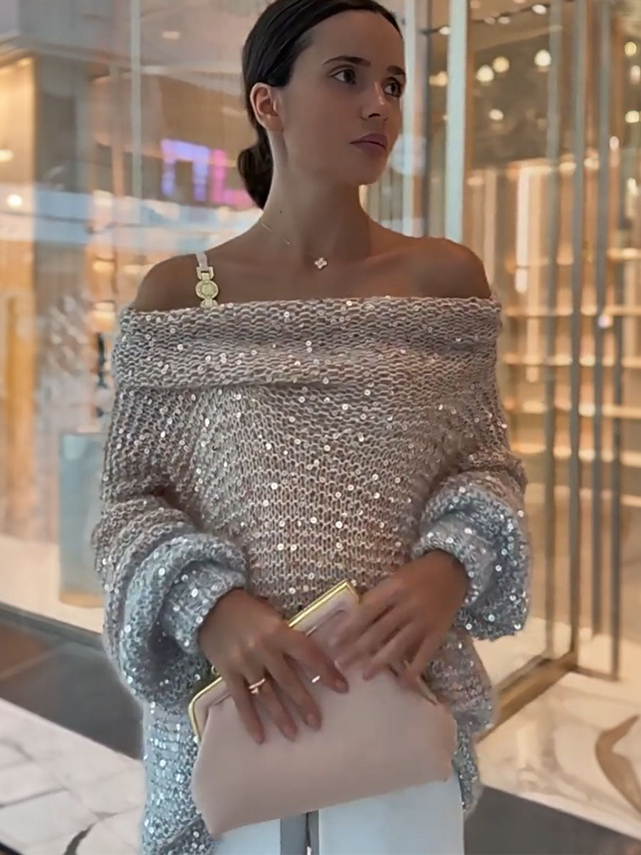 Suéter de punto brillante