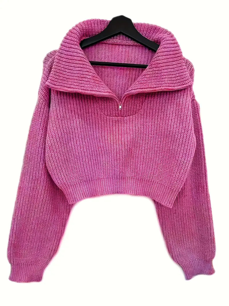 Suéter Manga Globo y Corte Crop