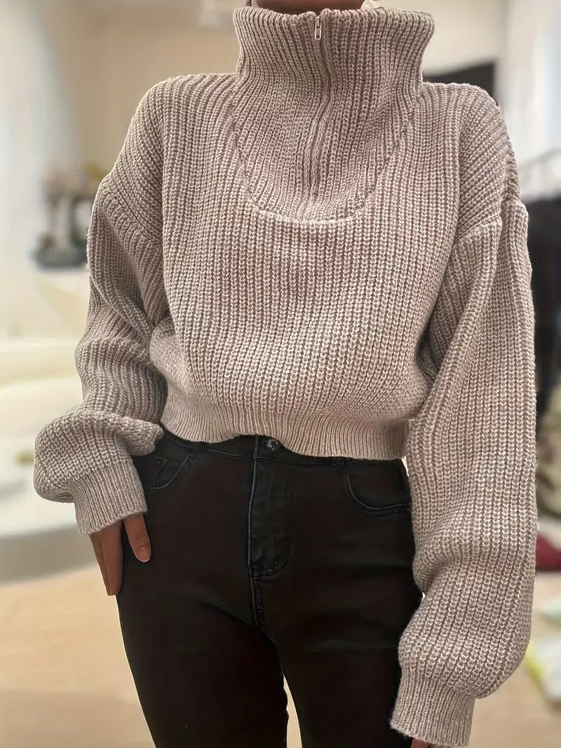 Suéter Manga Globo y Corte Crop