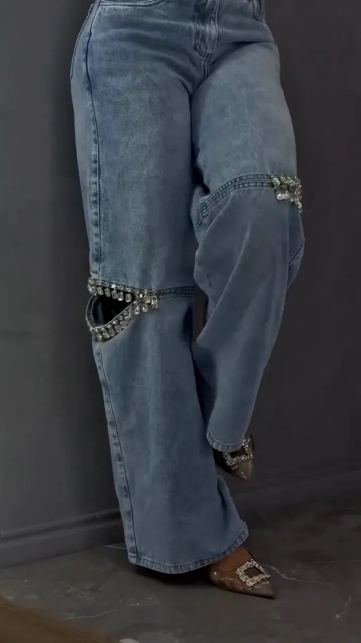Jeans adornados con pedrería