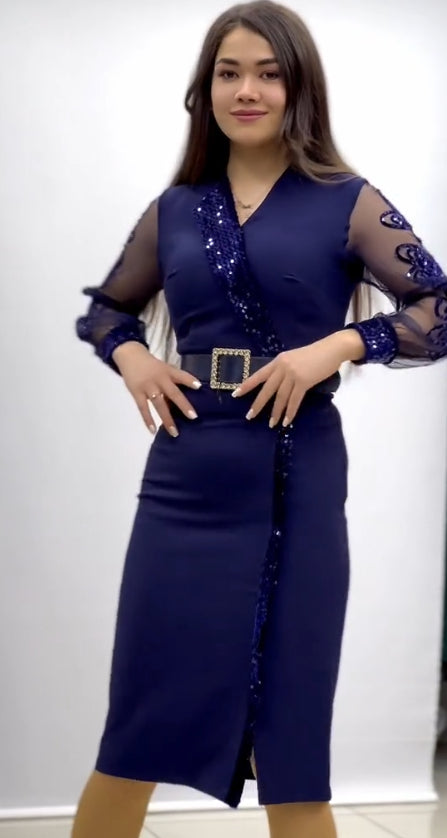 Vestido de malla con lentejuelas