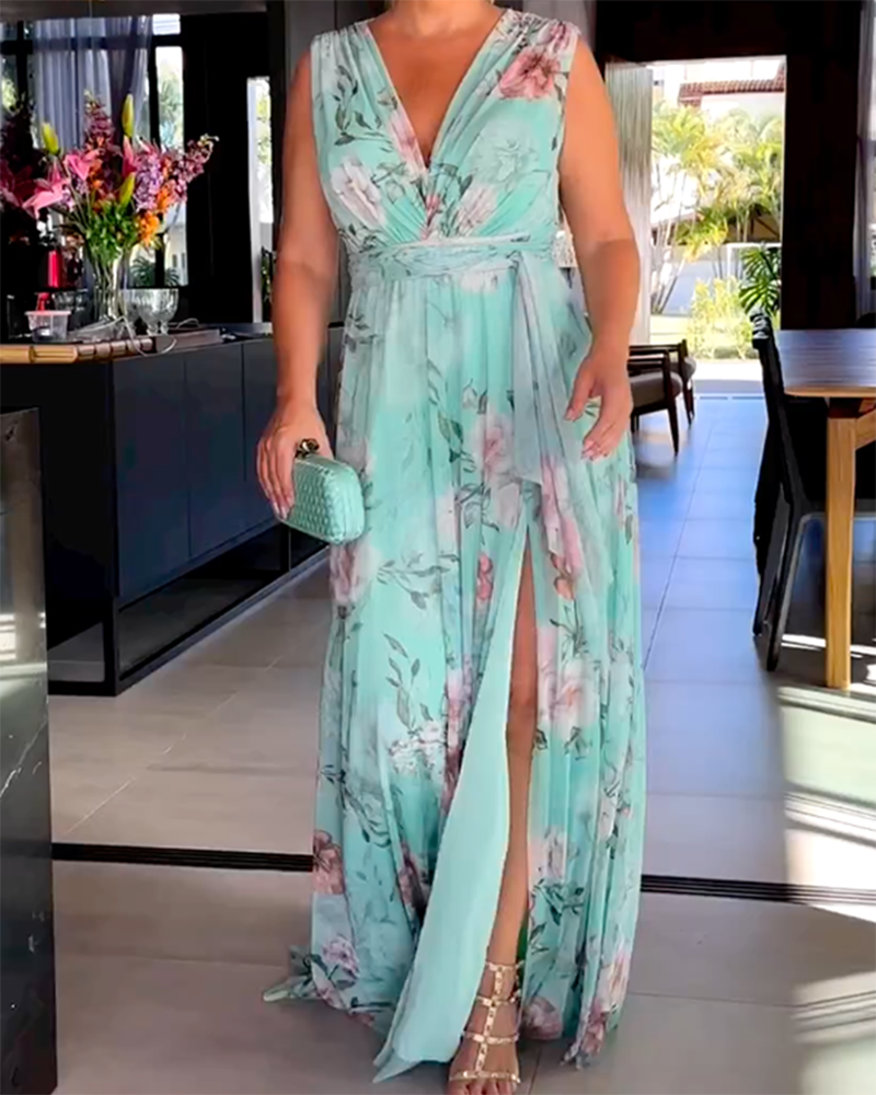 Vestido De Gasa Estampado Floral