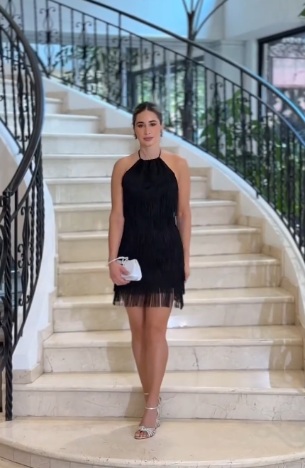 Vestido Glow Negro De Flecos