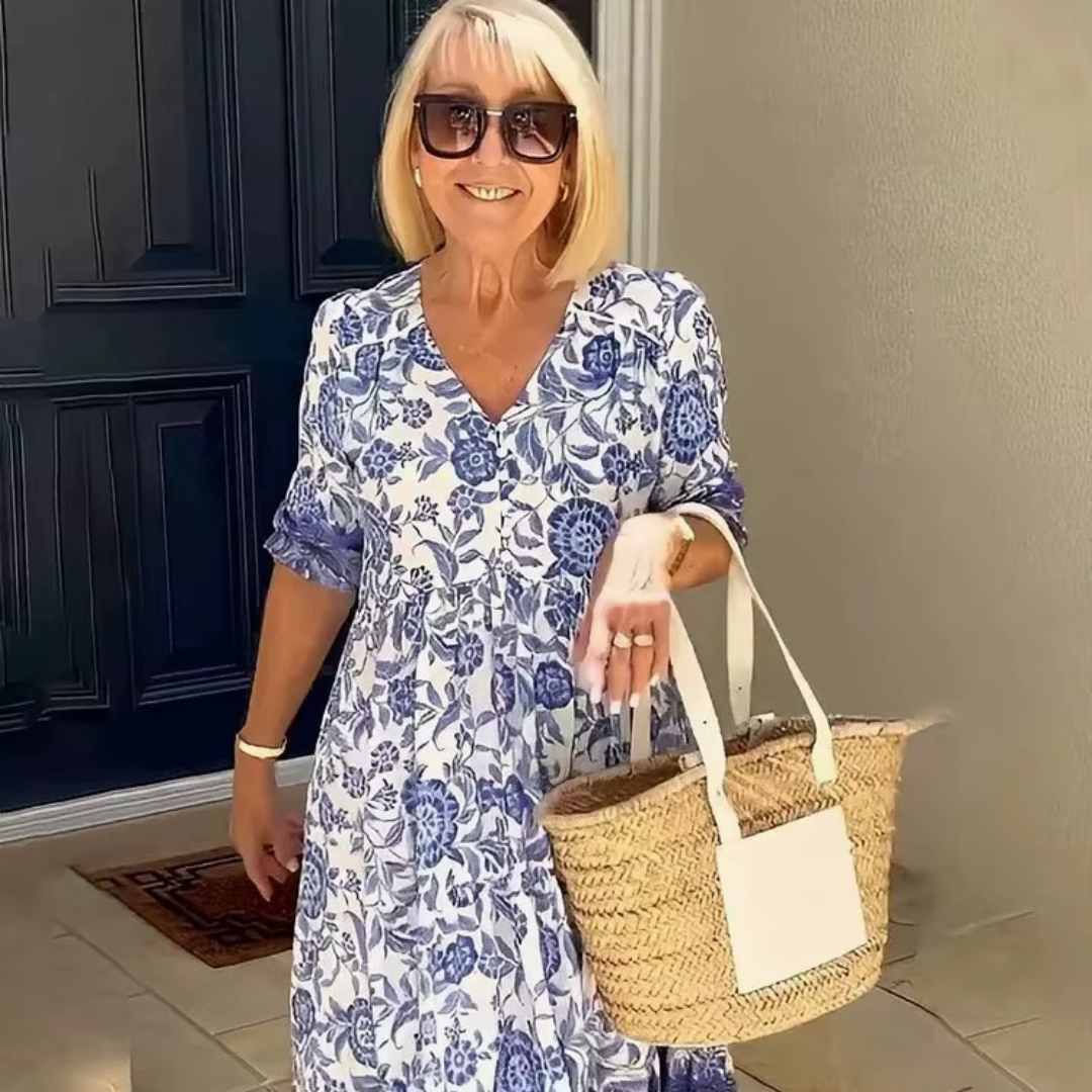 Vestido elegante floral Astrid® con escote en V