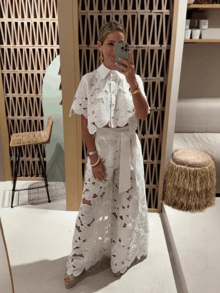 Conjunto de cárdigan con aberturas Katy