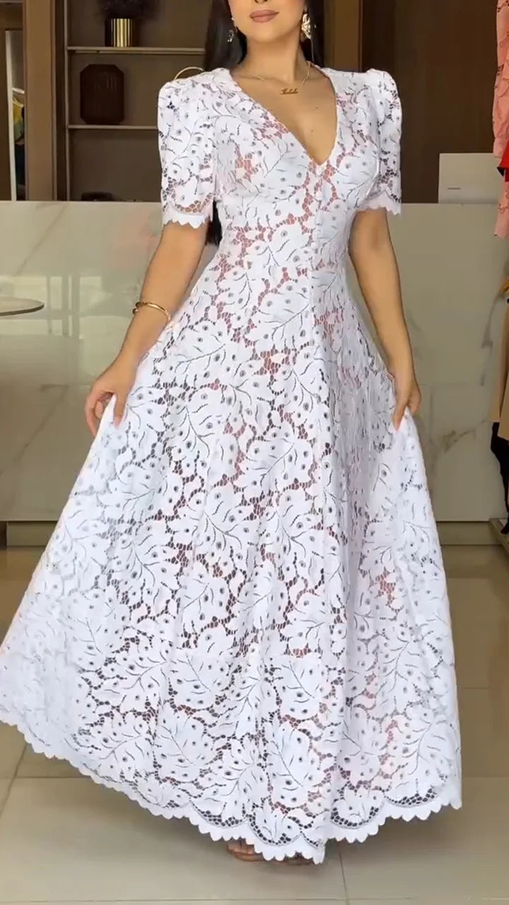 Vestido Estampado Calado