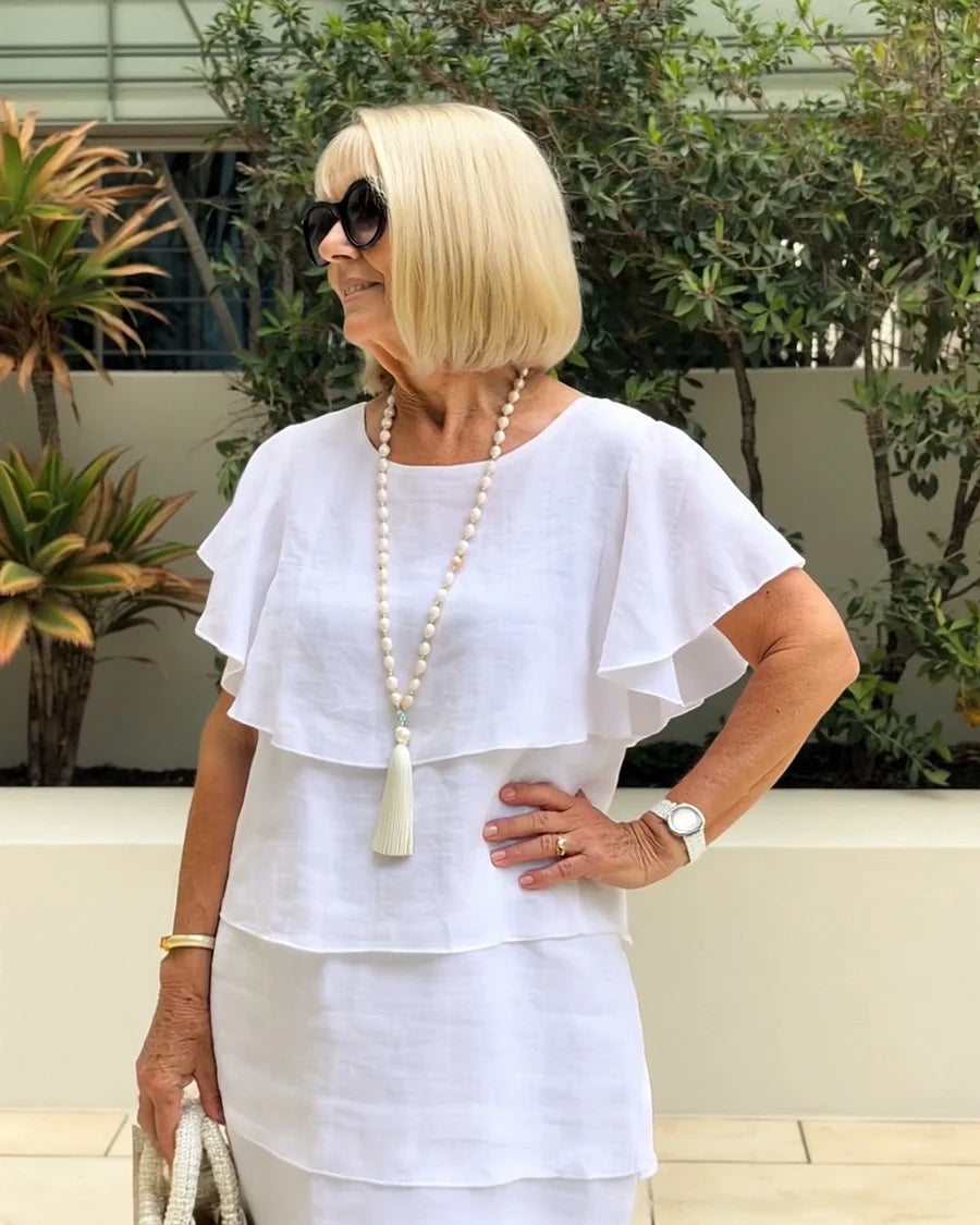 Vestido Con Capas Romántico