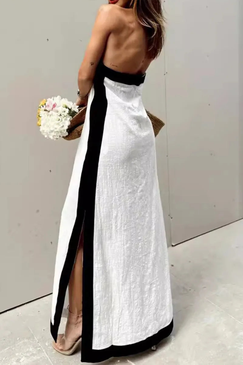 Vestido informal con abertura y cuello colgante para mujer