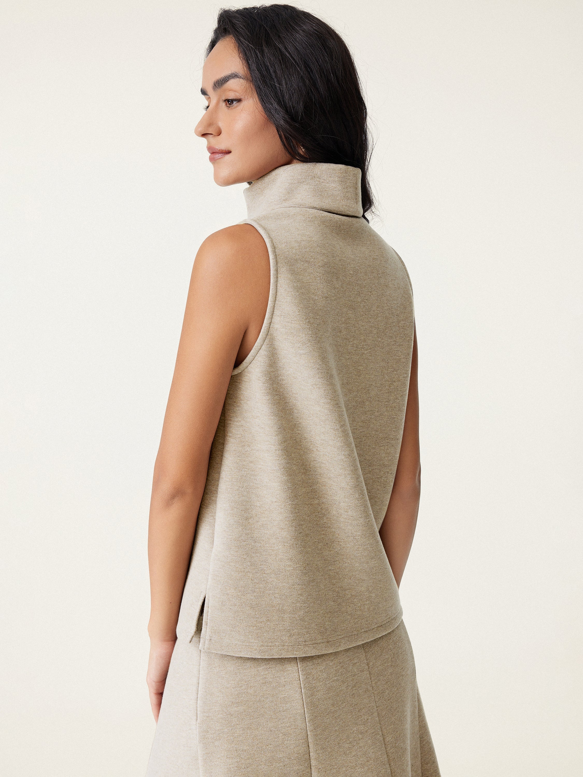 2Pcs Set Split Hem Top & High Waisted Straight Leg Pant