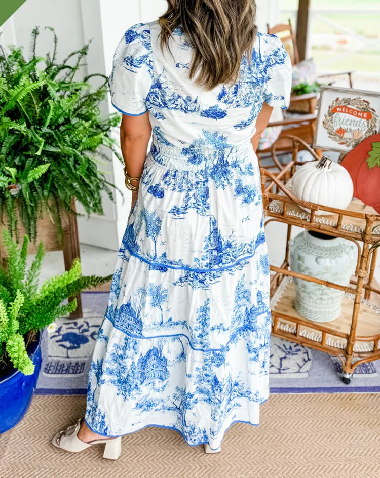 Vestido largo clásico de toile con encanto para mujer