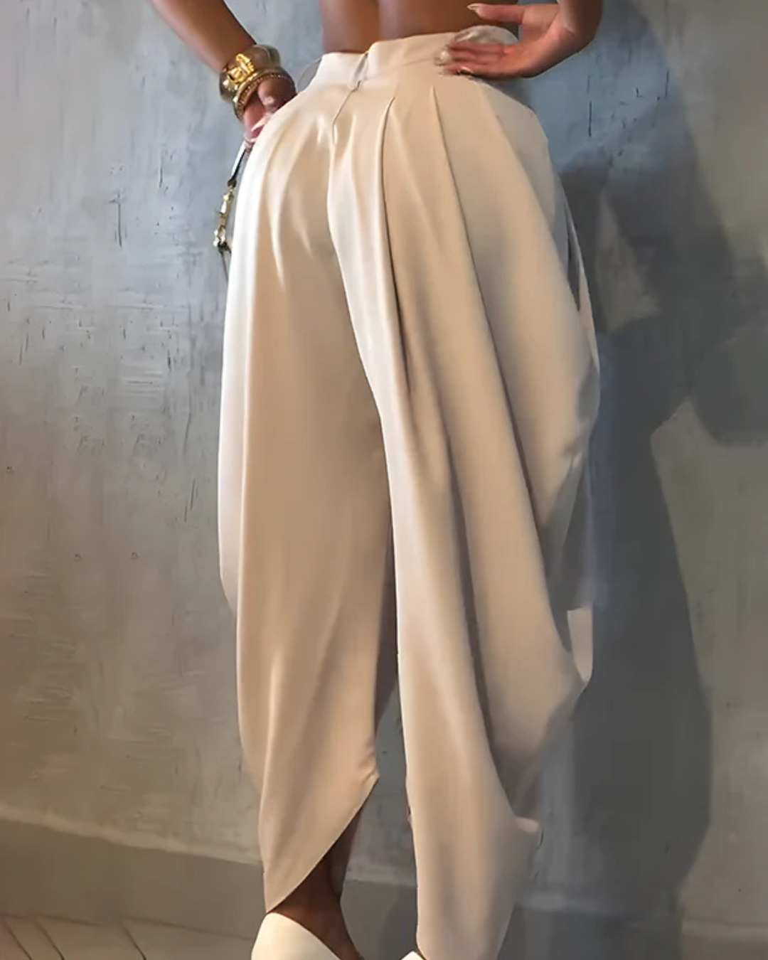 Pantalón de cintura alta y fruncido