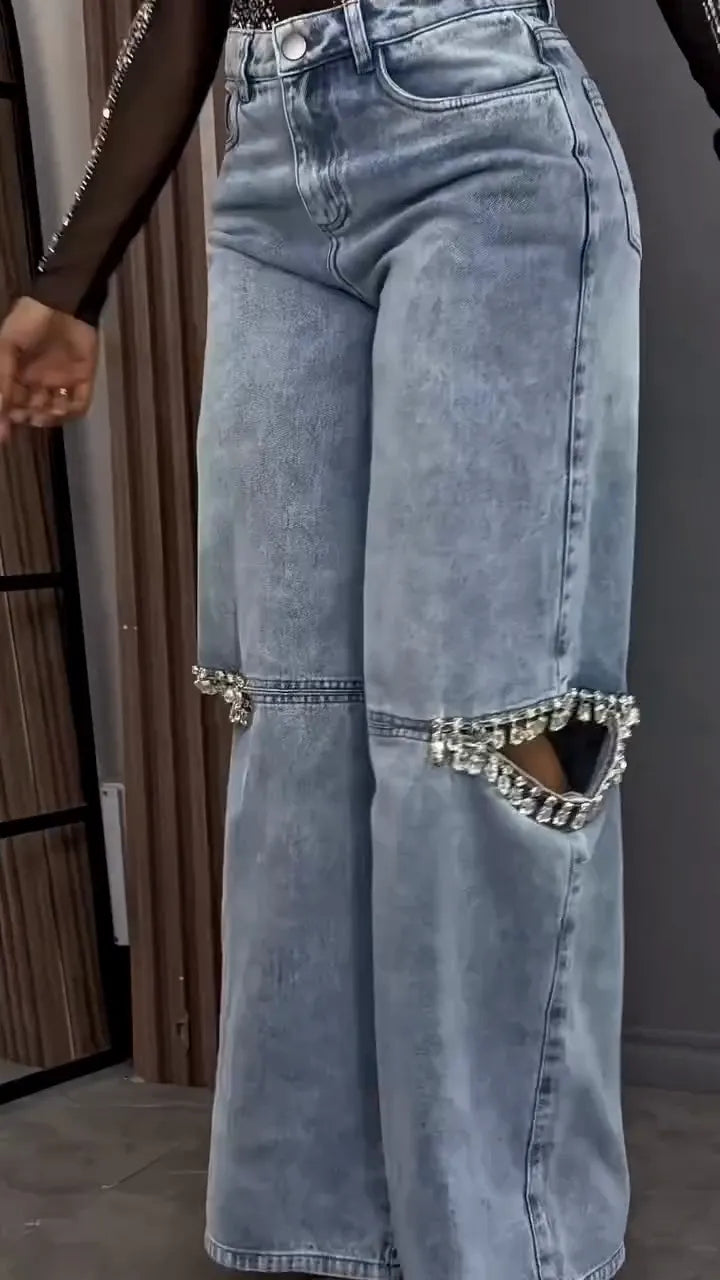 Jeans adornados con pedrería