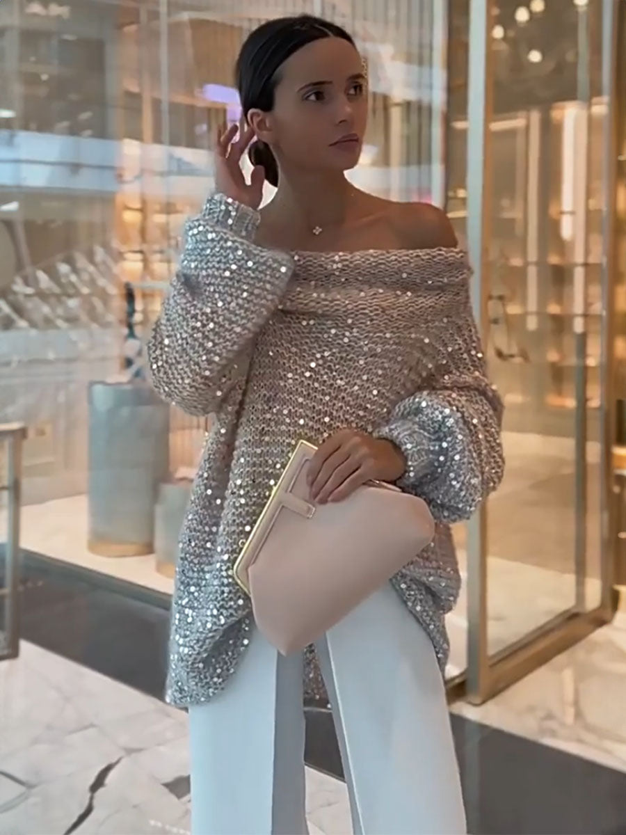 Suéter de punto brillante