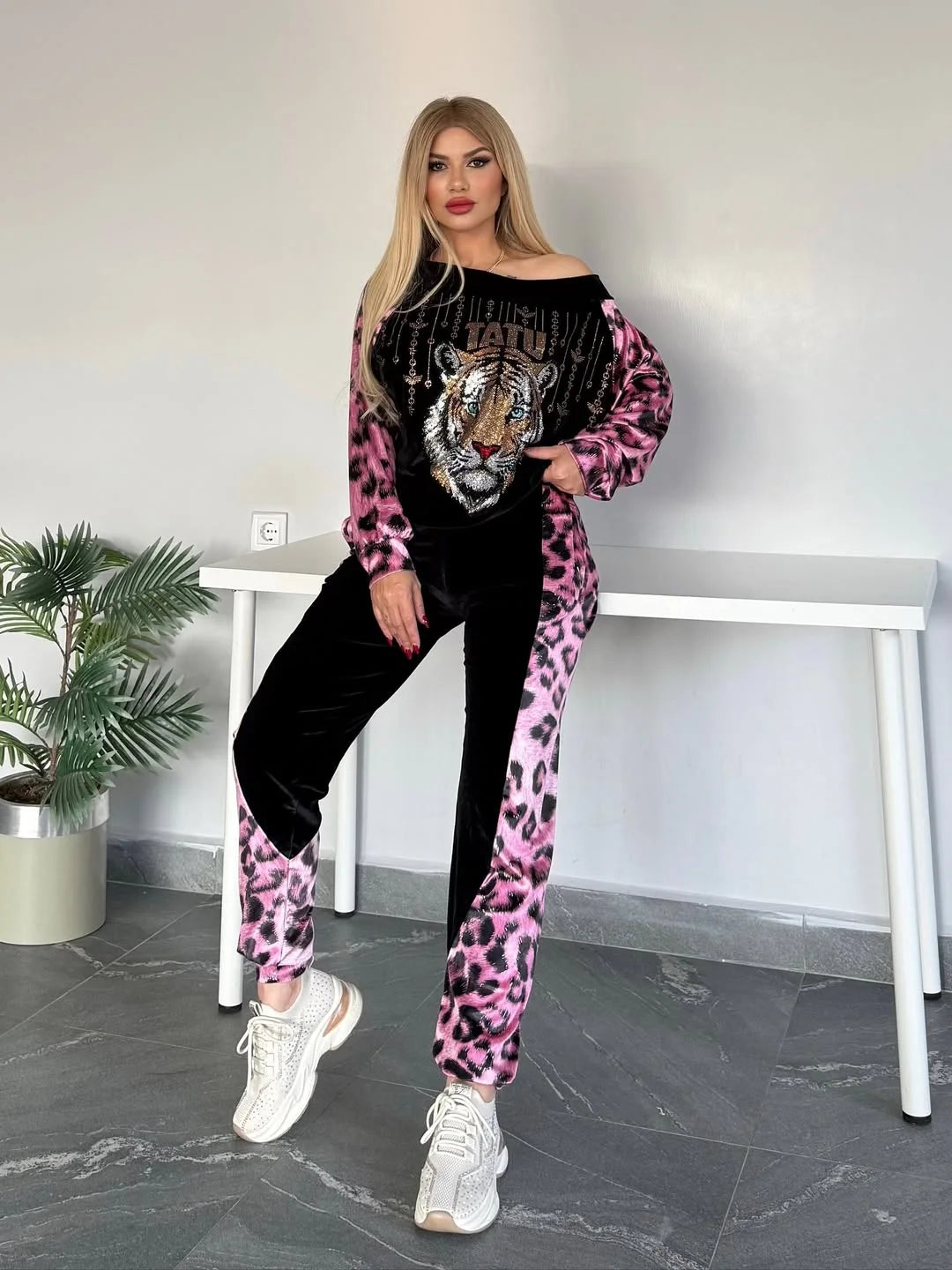 Conjunto Estampado de leopardo