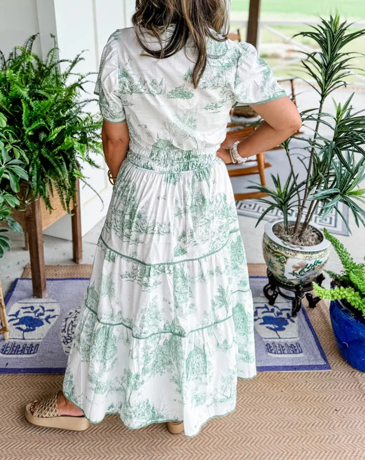 Vestido largo clásico de toile con encanto para mujer