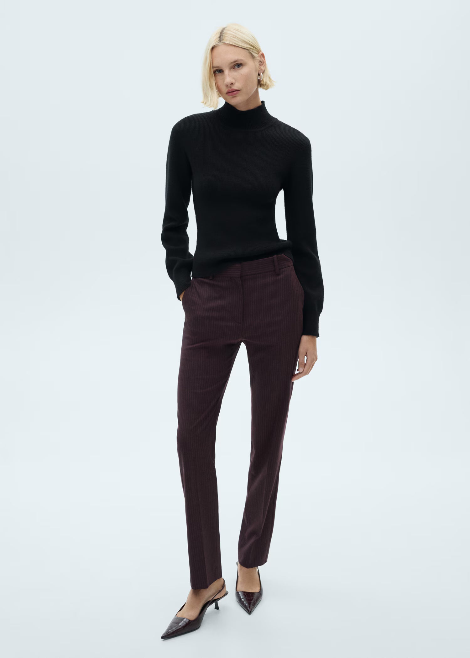 Jersey canalé cuello redondo