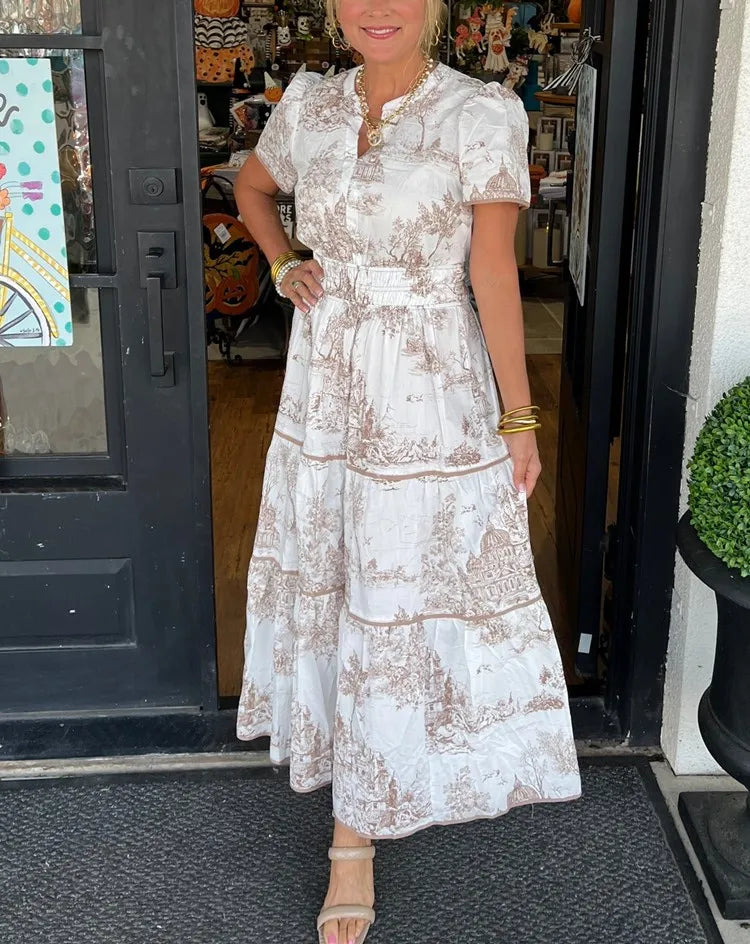 Vestido largo clásico de toile con encanto para mujer