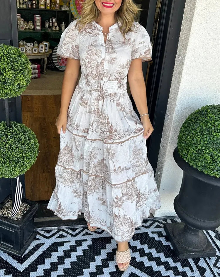 Vestido largo clásico de toile con encanto para mujer