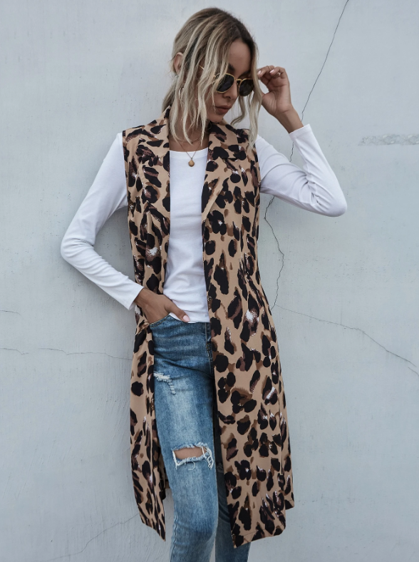 Chaleco Estampado de Leopardo