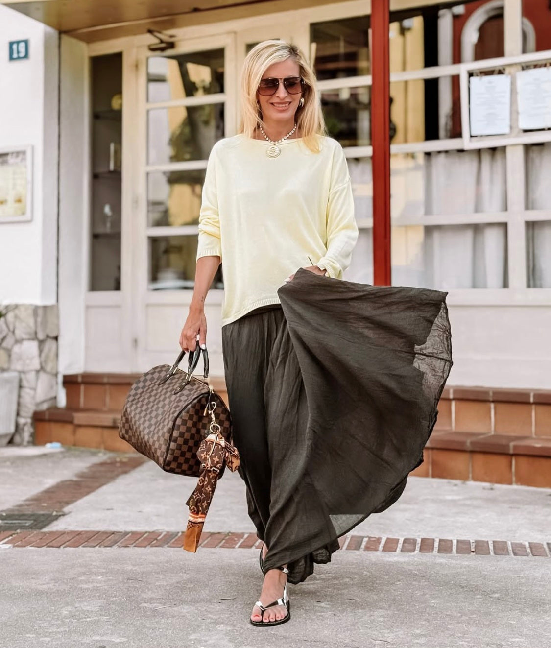 Falda Larga Boho Marrón