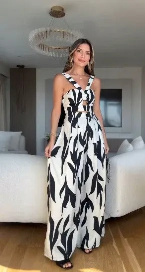 Mono Estampado De Escote Cruzado