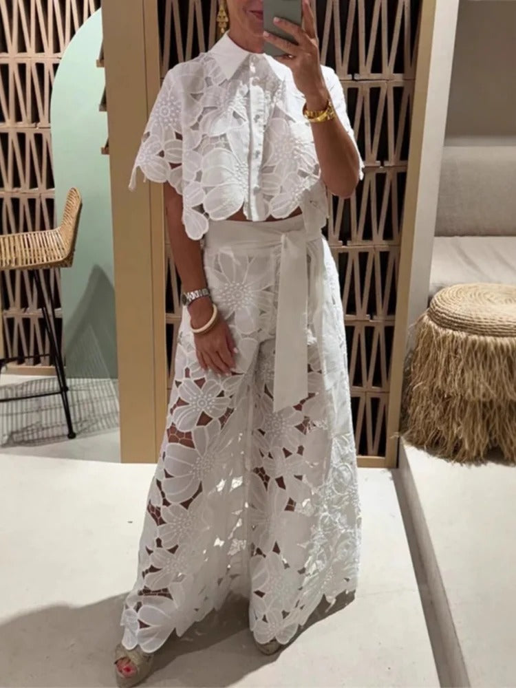 Conjunto de cárdigan con aberturas Katy