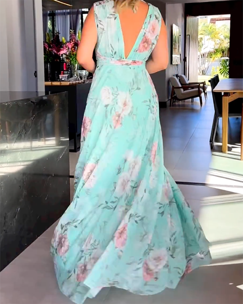 Vestido De Gasa Estampado Floral