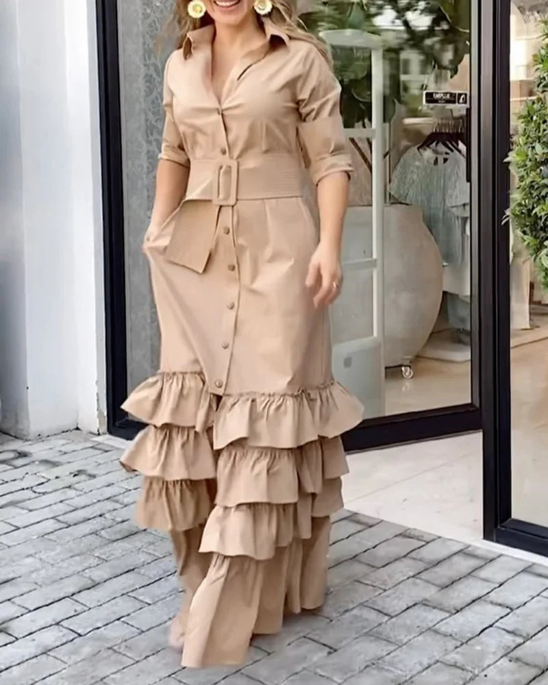 Vestido chic con volantes en capas