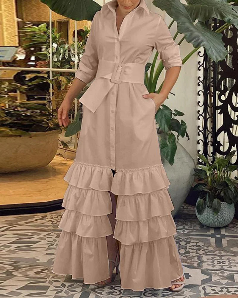 Vestido chic con volantes en capas