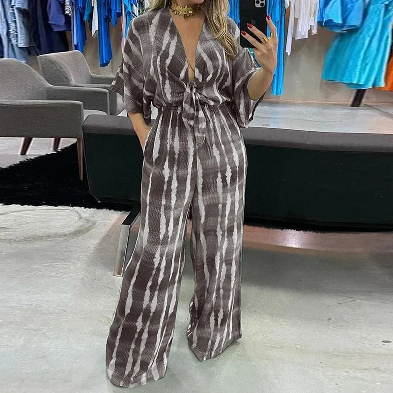 Mono De Pierna Ancha Con Escote En V