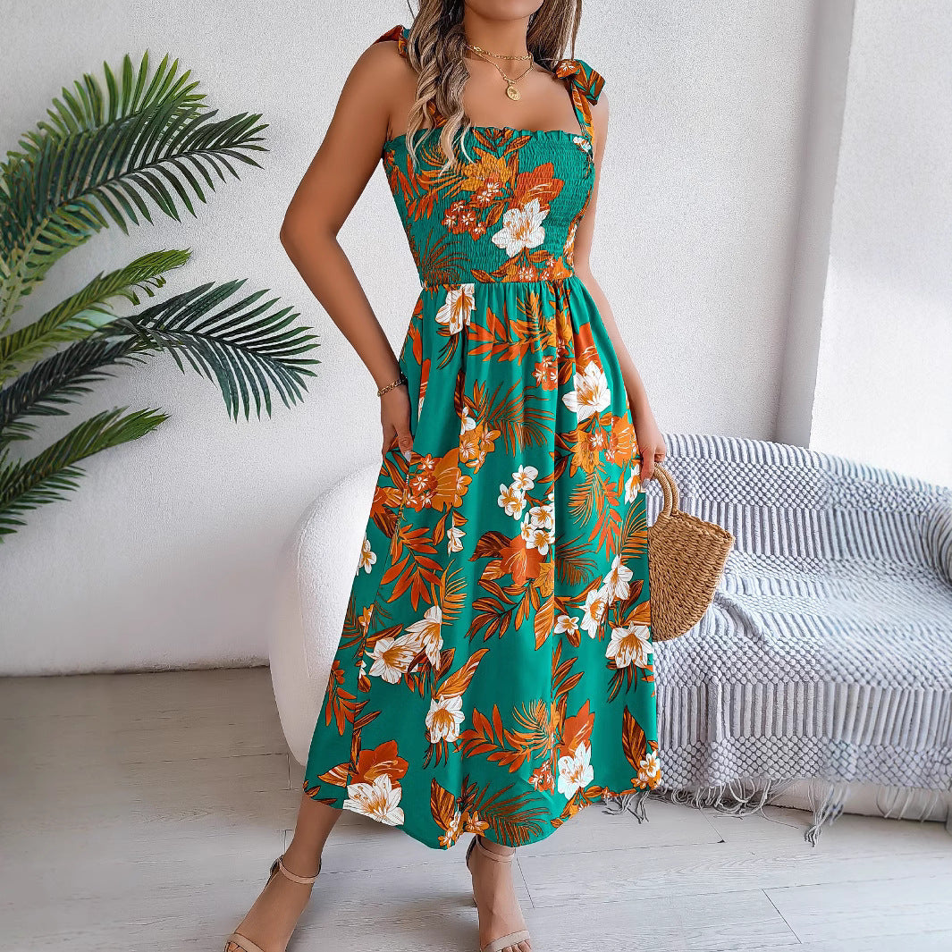 Vestido de corsé con tirantes y estampado de flores