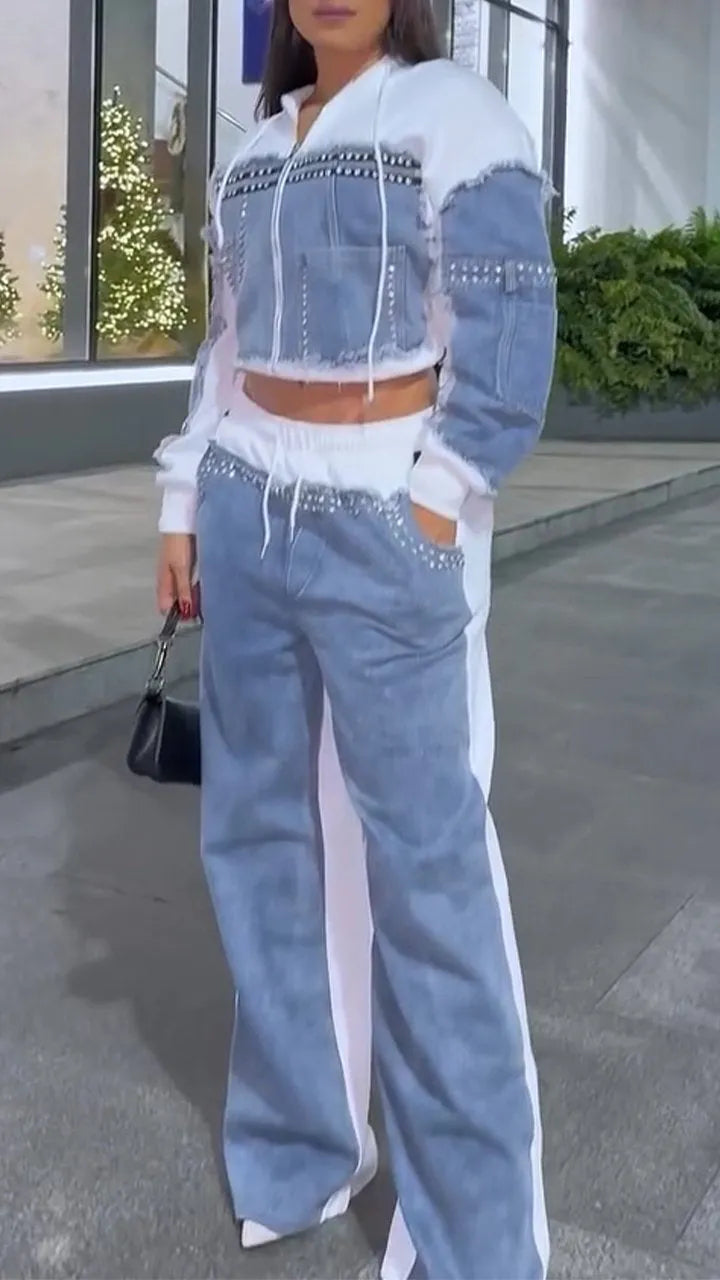 Conjunto Casual de Mezclilla y Brillos