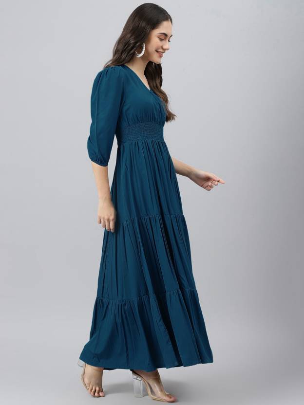 Vestido en V  Cielo Zafiro