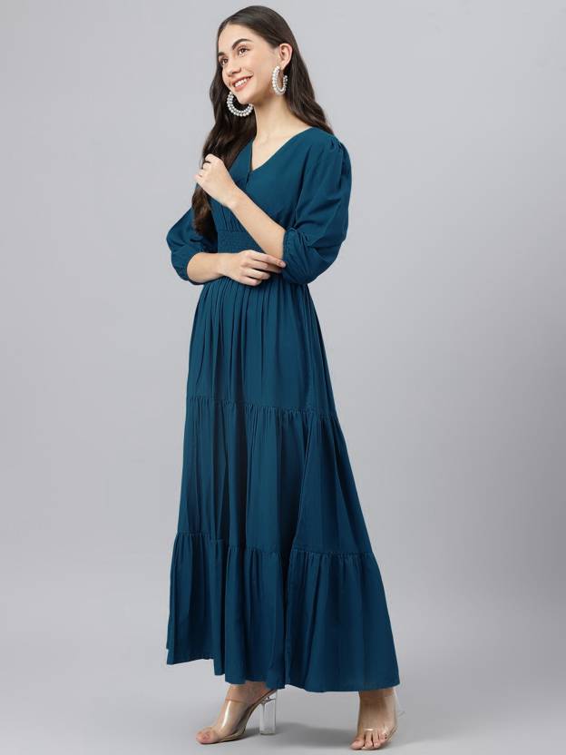 Vestido en V  Cielo Zafiro