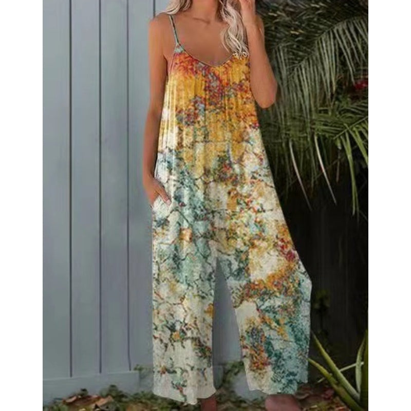 Mono estampado con tirantes finos para mujer, ¡50% de descuento!