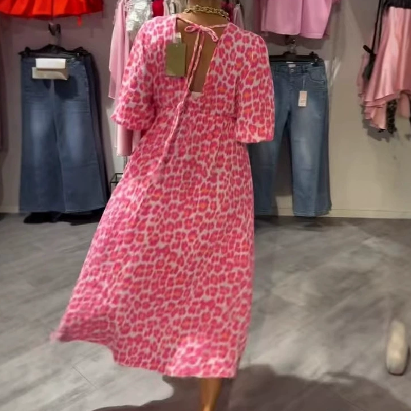 ⏰Venta temporal - 50% de descuento🔥Vestido estampado con cuello en V para mujer